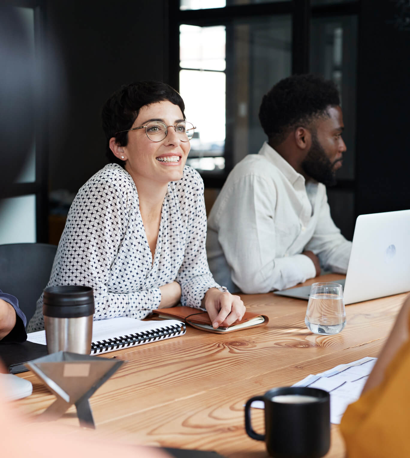 Woman and man in a meeting