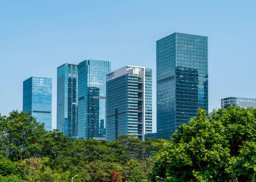 Skyline and greenery