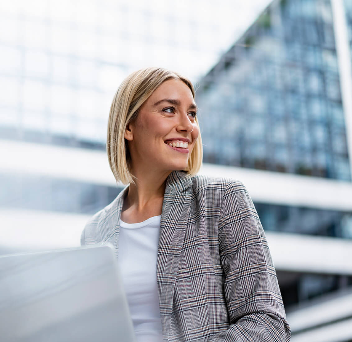 Woman at work smiling